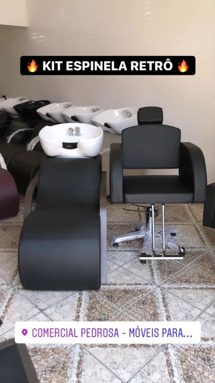 KIt cadeira e lavatório para salão ou barbearia 
