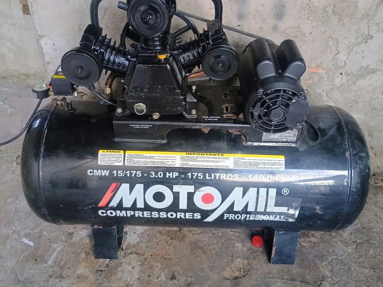 Compressor de Ar Moto Mil 175 Litros 3.0 HP