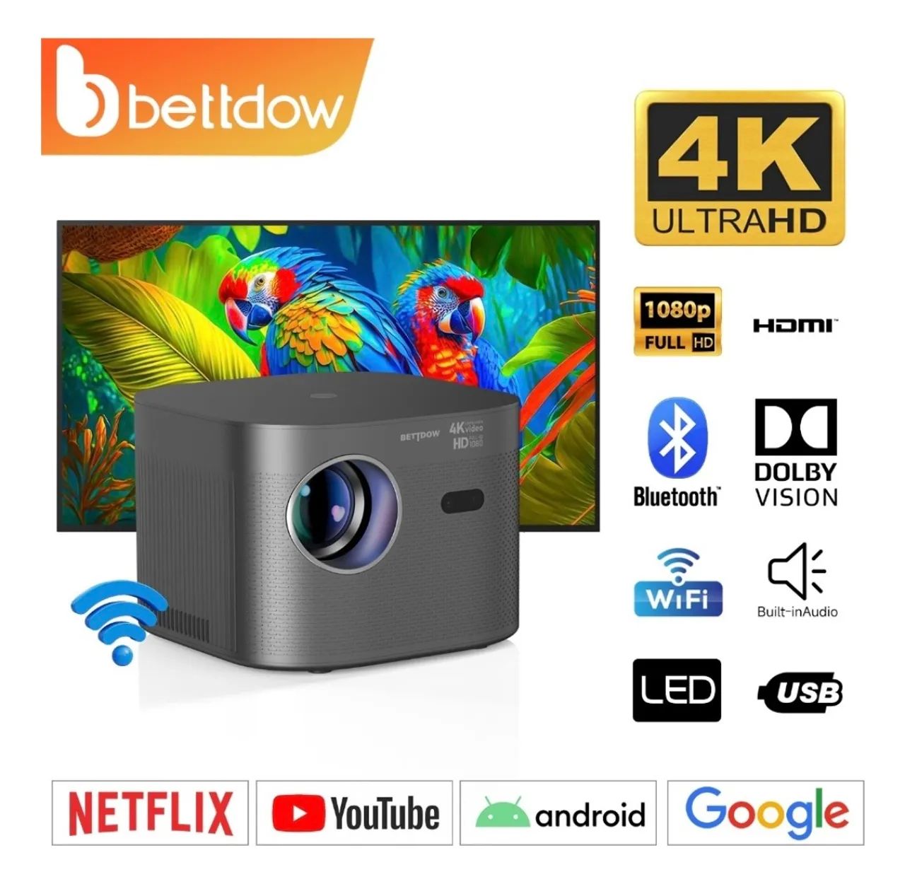 Projetor BETTDOW 4K Full HD 1080P - Foto 4