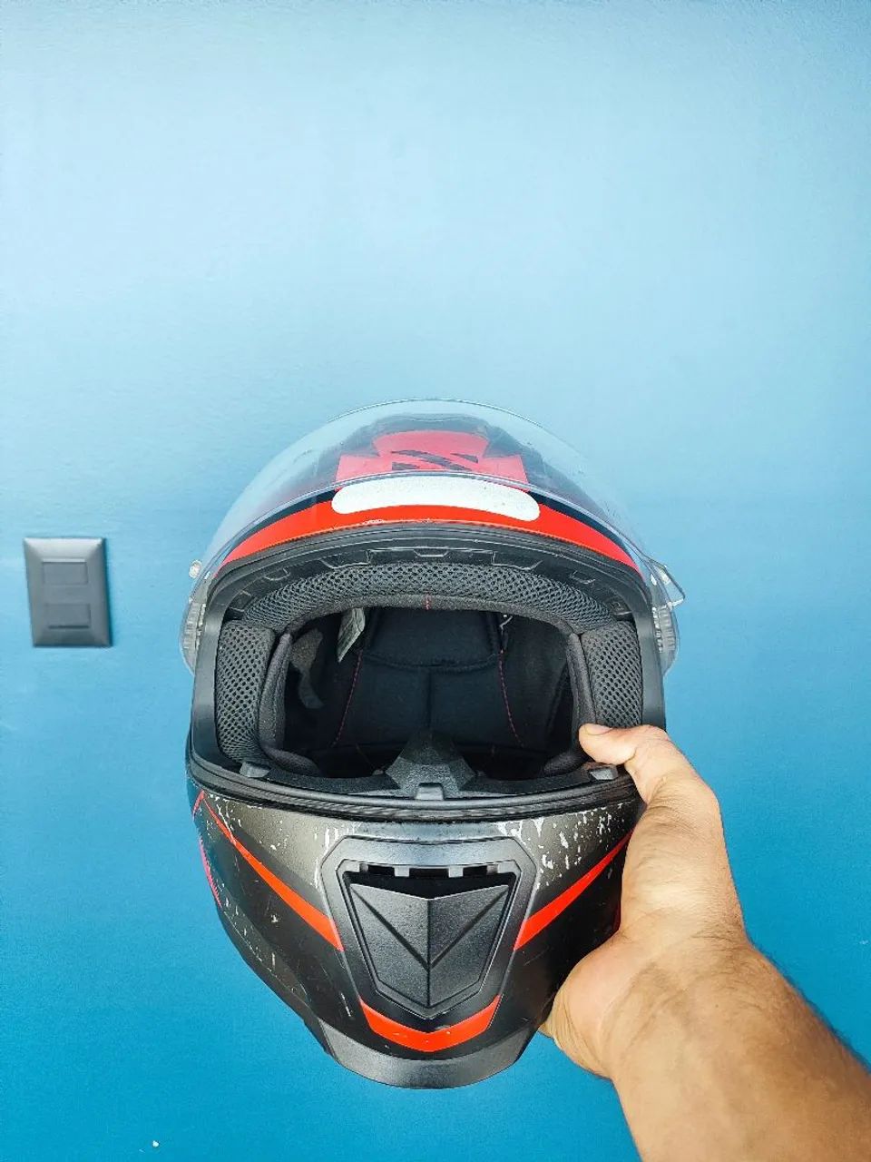 Capacete Norisk Axial n60 - Preto com Vermelho - Foto 5