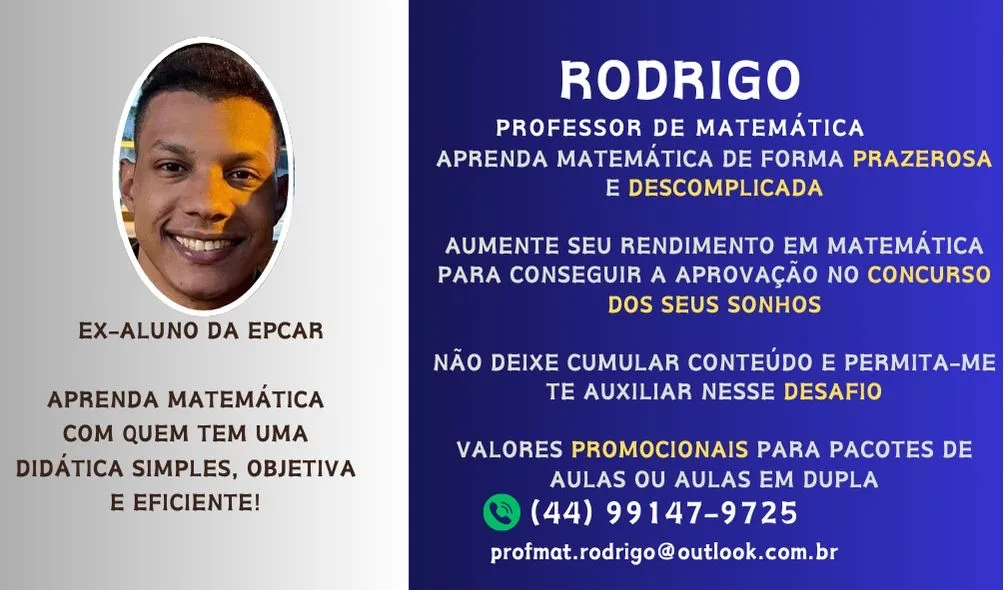 Professor de Matemática - Aula particular para reforço escolar e concursos