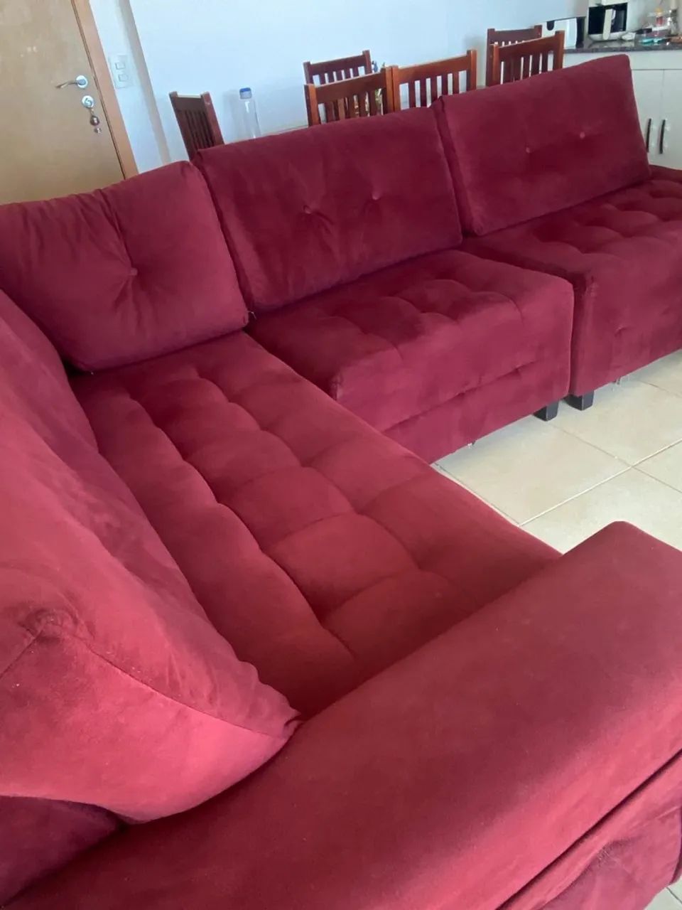 Sofá de Canto Vermelho Elegante65104746488193122
