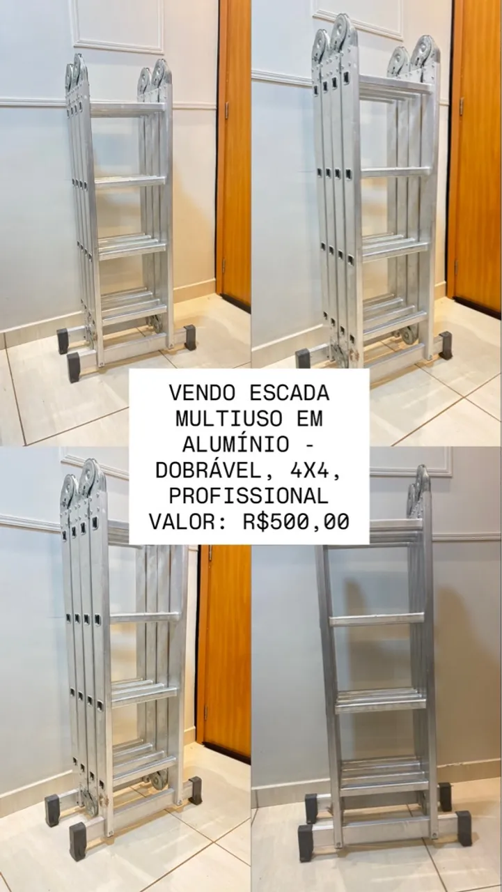 ESCADA MULTIUSO EM ALUMÍNIO - DOBRÁVEL, 4X4, PROFISSIONAL