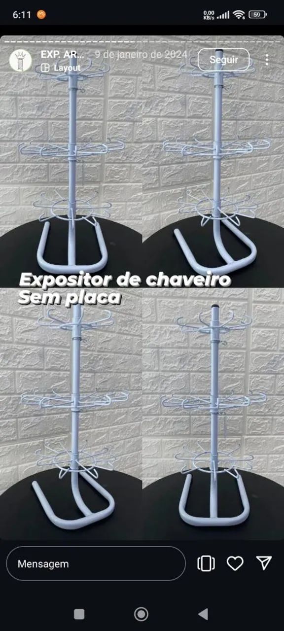 Expositor de chaveiros sem placa