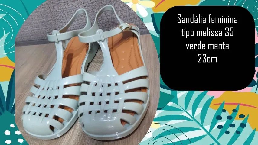 Sandália feminina tipo melissa 35 verde menta