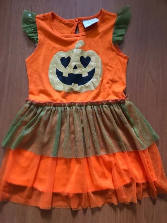Vestido de Abóbora para Menina - Halloween