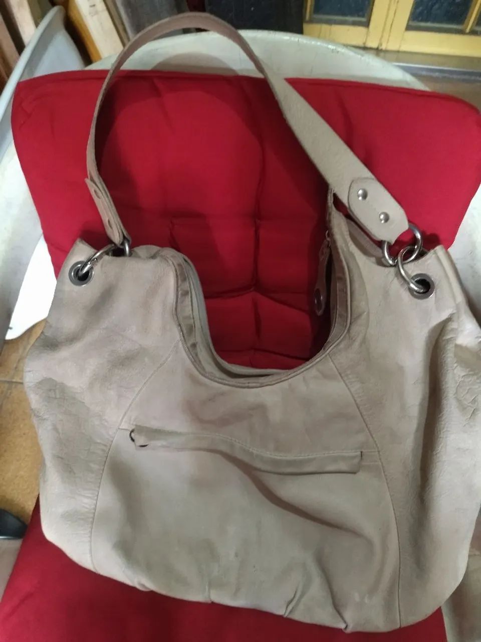 Bolsa de couro Ombro Bege - Foto 4