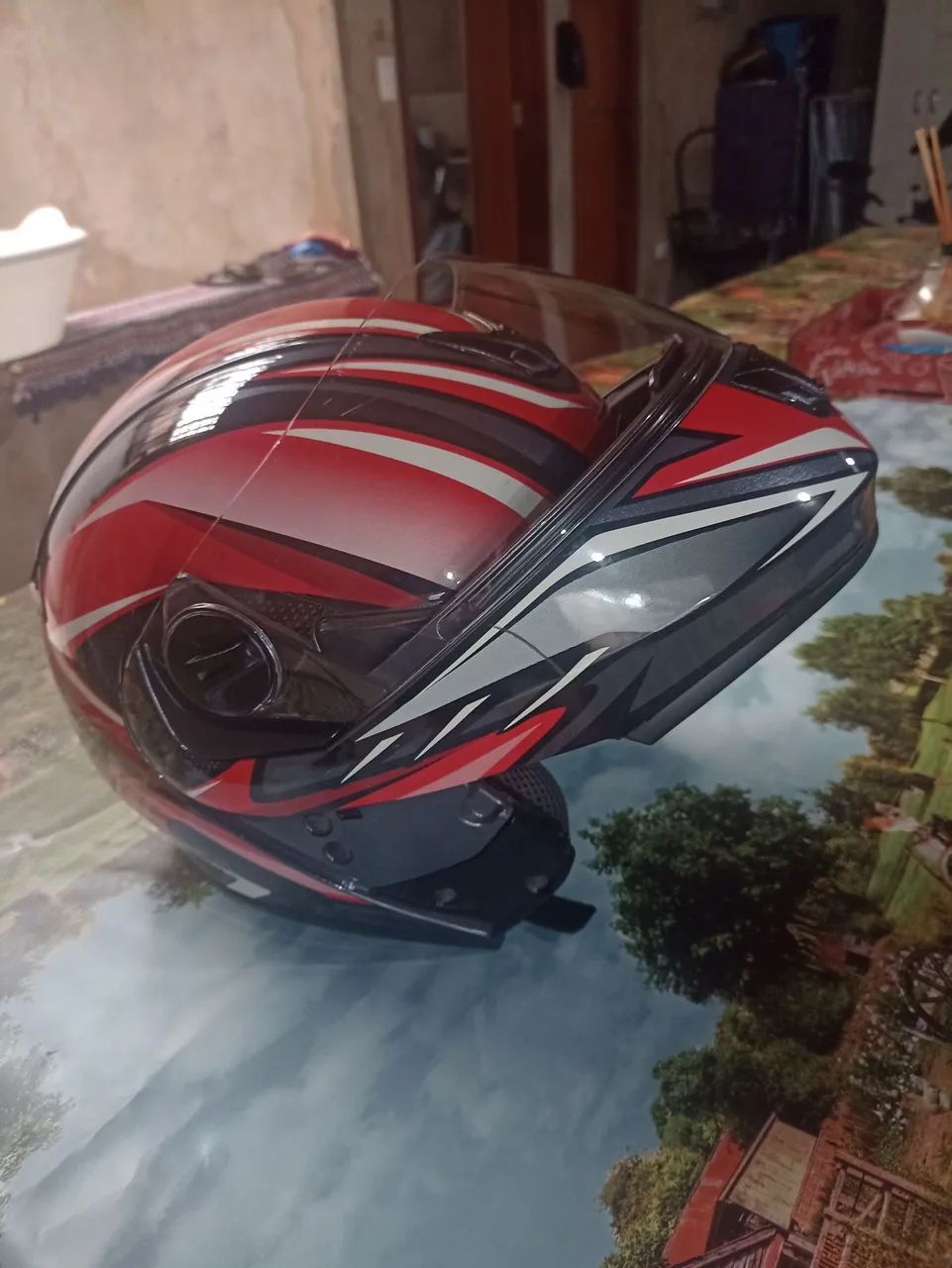 Capacete Honda Twister HMS - Vermelho e grafite. Nr. 60 - Foto 4
