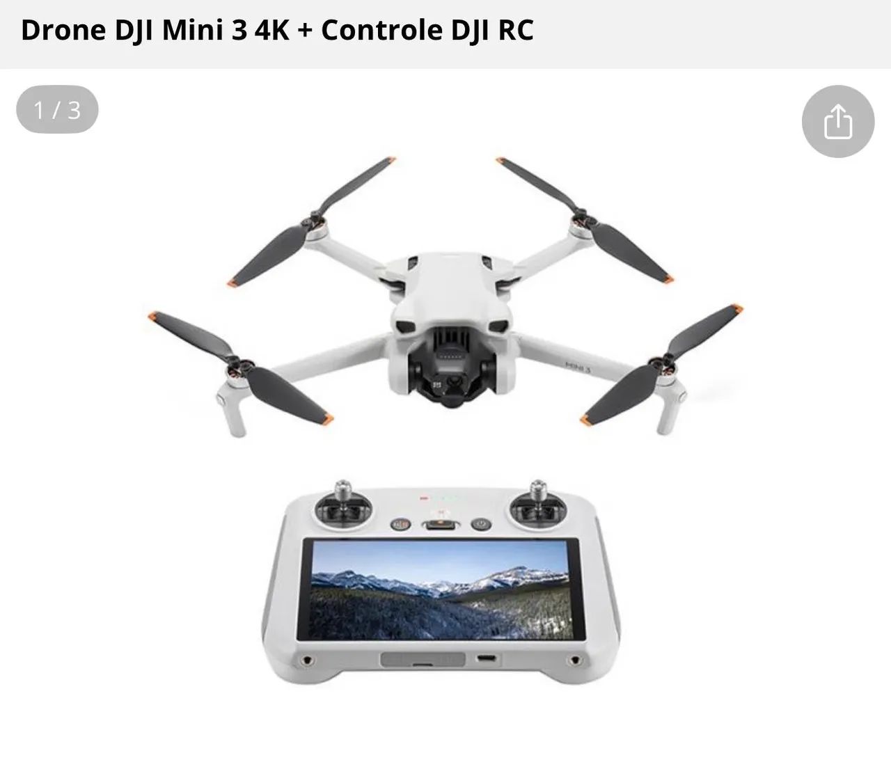 Drone DJI Mini 3 4K + Controle DJI RC - Lacrado novo 