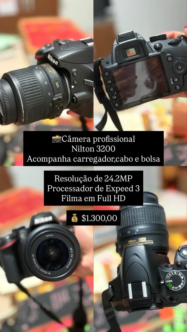 Câmera profissional Nikon 3200