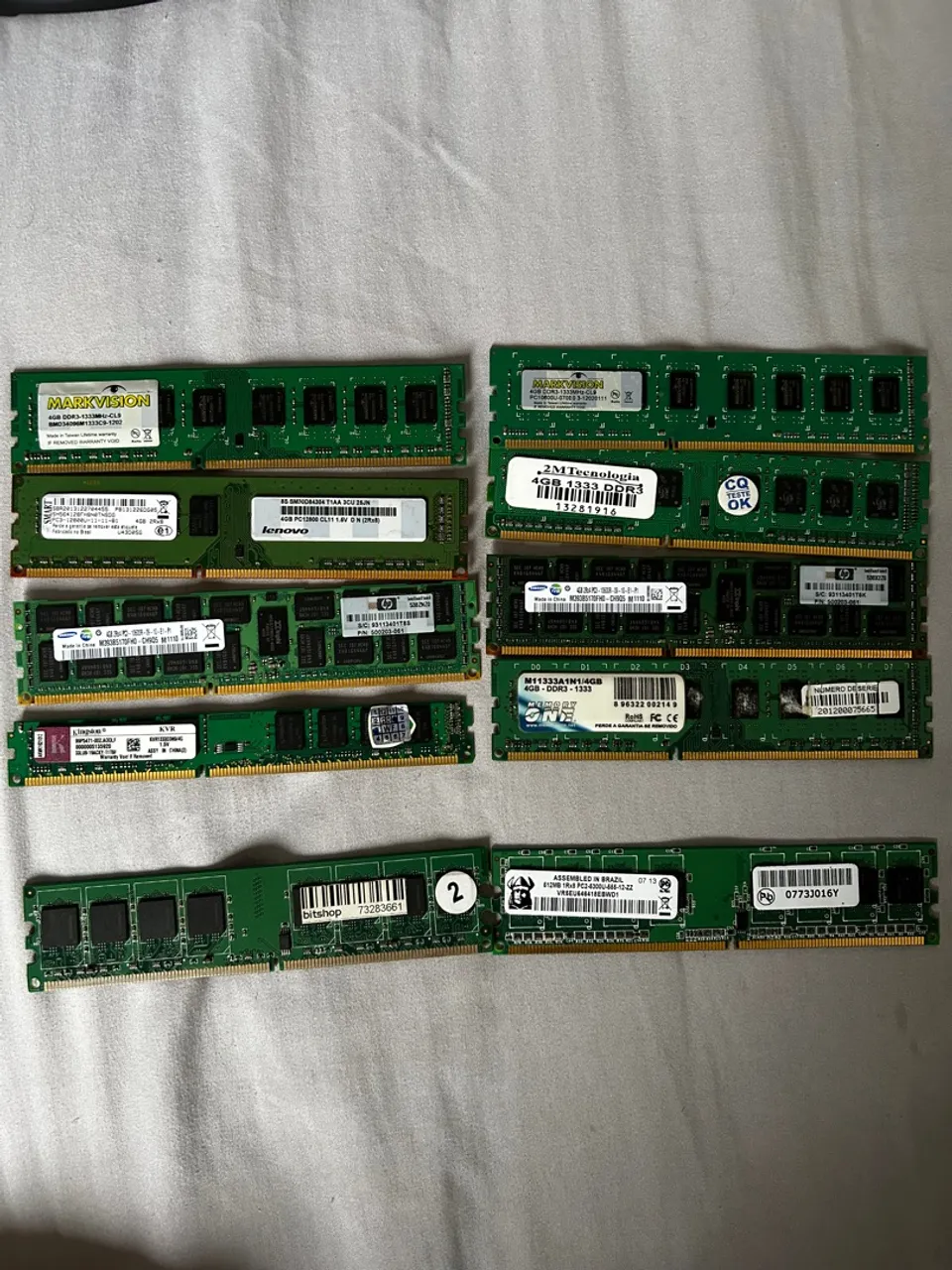 Lote de 12 memórias RAM DDR3
