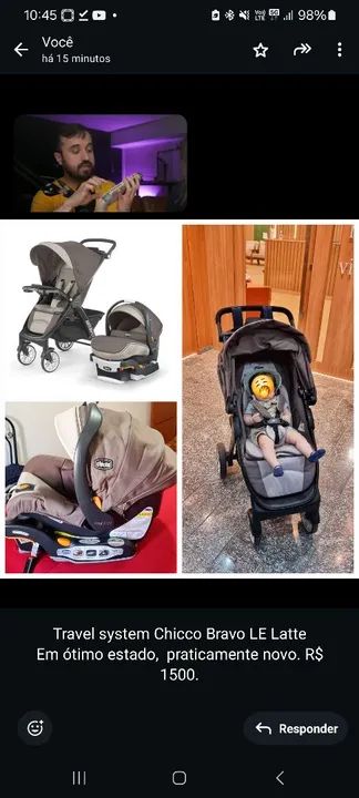 CTravel system carrinho de Bebê e Bebê Conforto Chicco Bravo - Foto 2