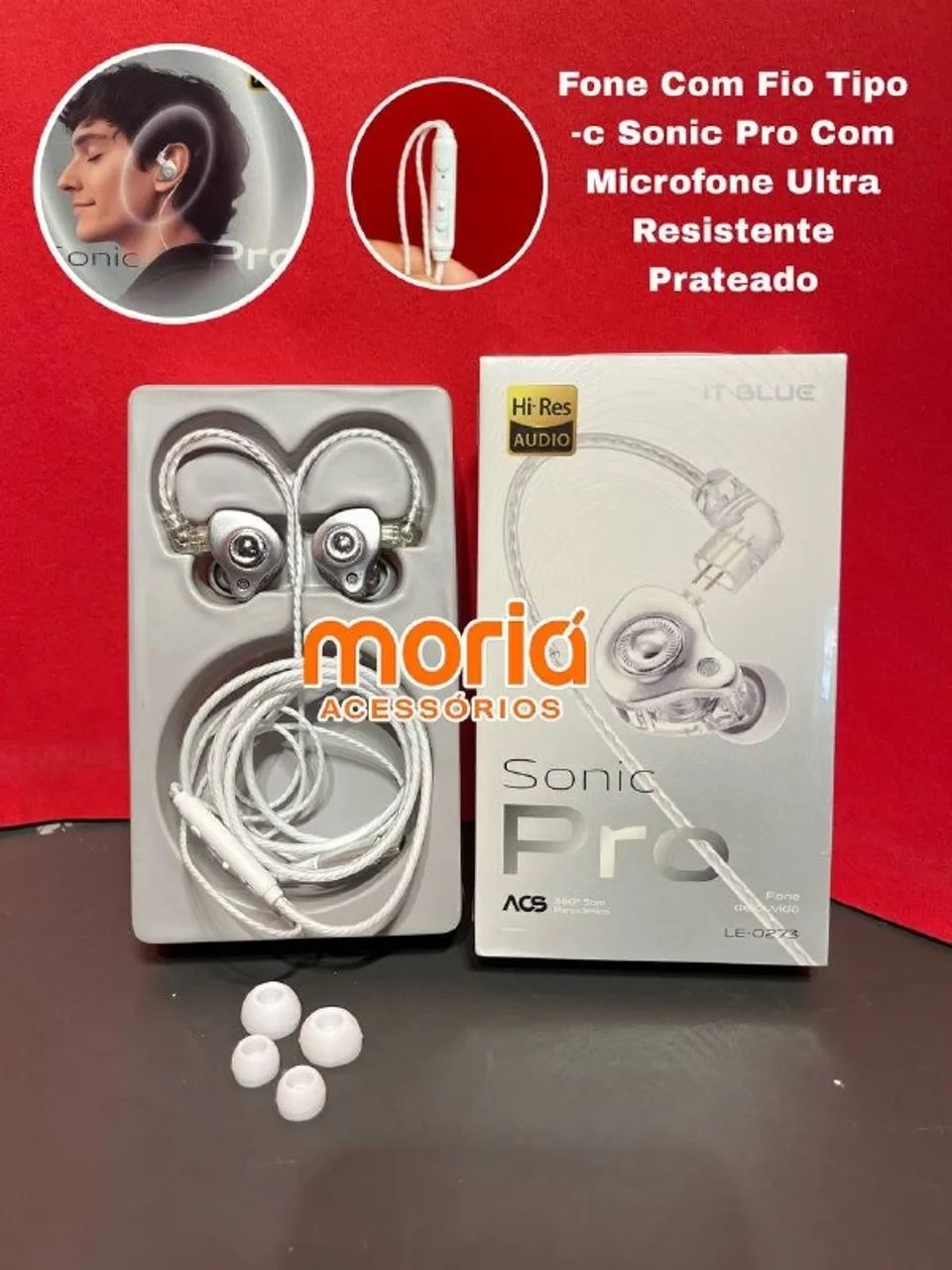 Fone Com Fio Tipo-c Sonic Pro Com Microfone Ultra Resistente - Foto 5