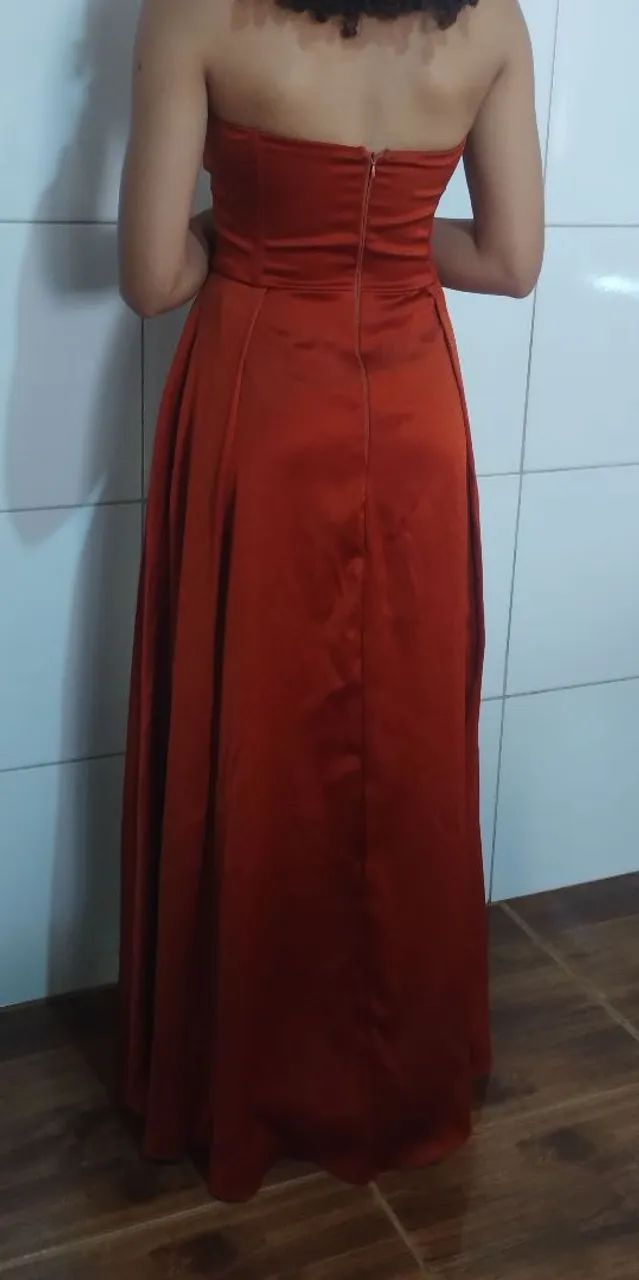 Vestido tomara que caia terracota M - Foto 4