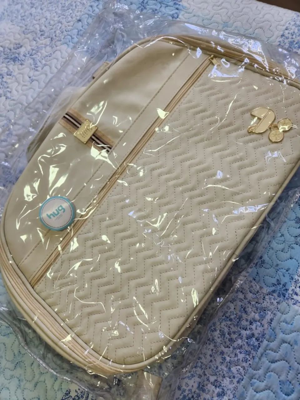 Bolsa Maternidade XG HUG Zig Zag Bege IMPECÁVEL - Foto 3