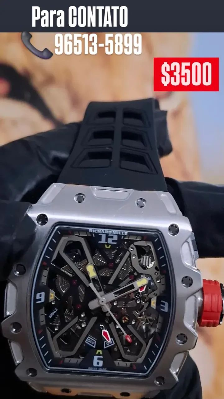 Relógio RICHARD MILLE MODELO RAFAEL NADAL PULSEIRA PRETO AUTOMÁTICO  - Foto 3