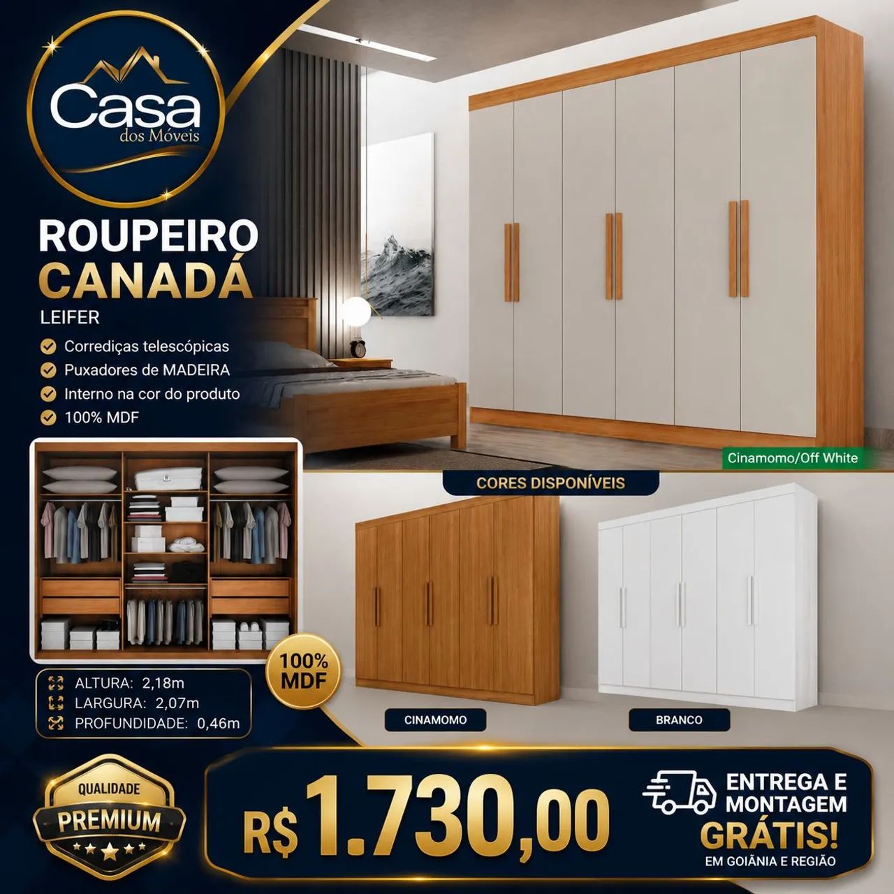 Roupeiro Canadá 100% MDF 