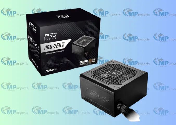 Loja MP Imports: Fonte ASRock Pro, 750W, 80 Plus Bronze, ATX 3.1, PCIe 5.1, PFC Ativo, Pre