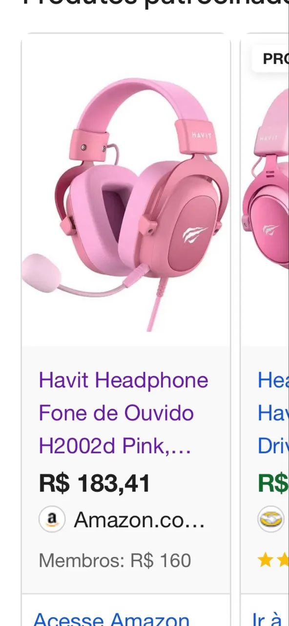 Fone hadset havit rosa