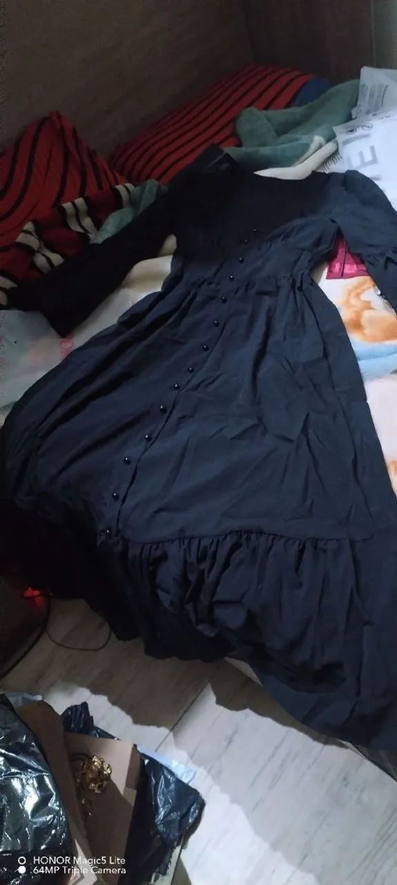 Vestido Romwe Goth - Vestido de Manga Sino com decote U liso - para Halloween - Foto 3