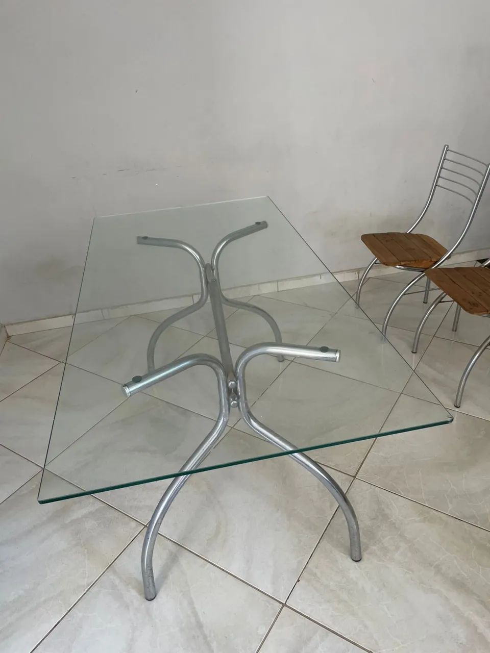 Mesa de Vidro com Base de Alumínio - R$ 600 - Foto 3