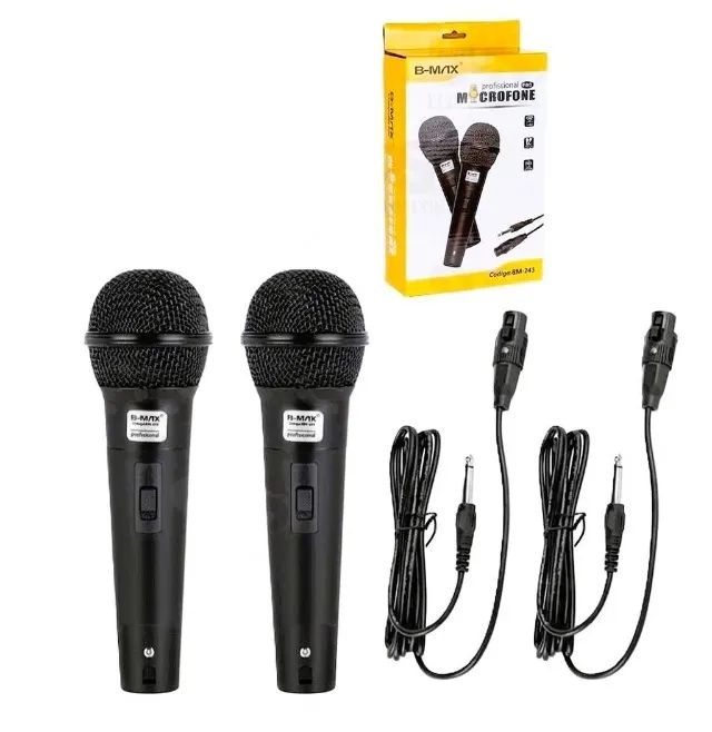 Microfones Dinâmicos (Kit com 2) com Cabos de 2,5 metros