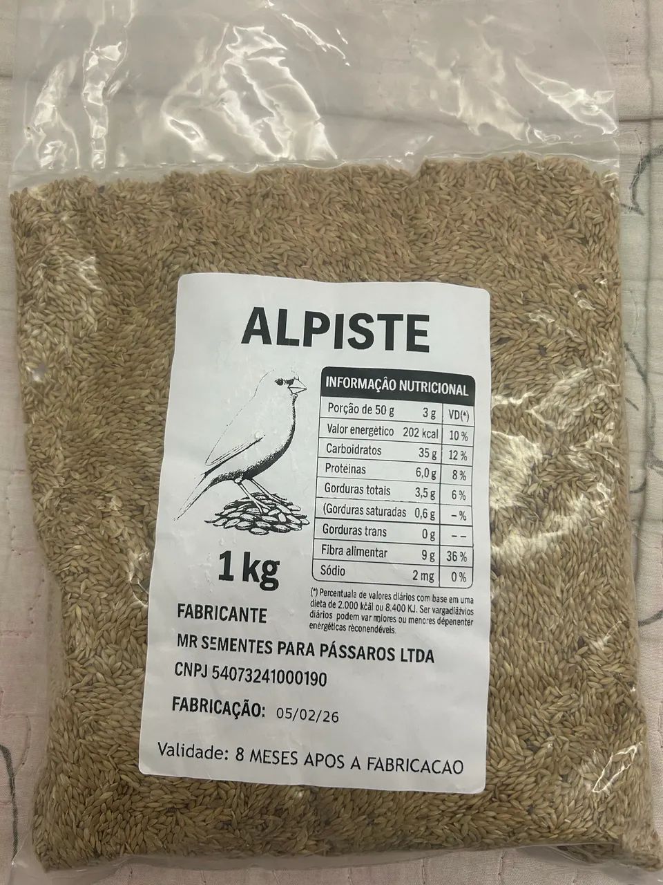 Sementes de alpiste para pássaros 