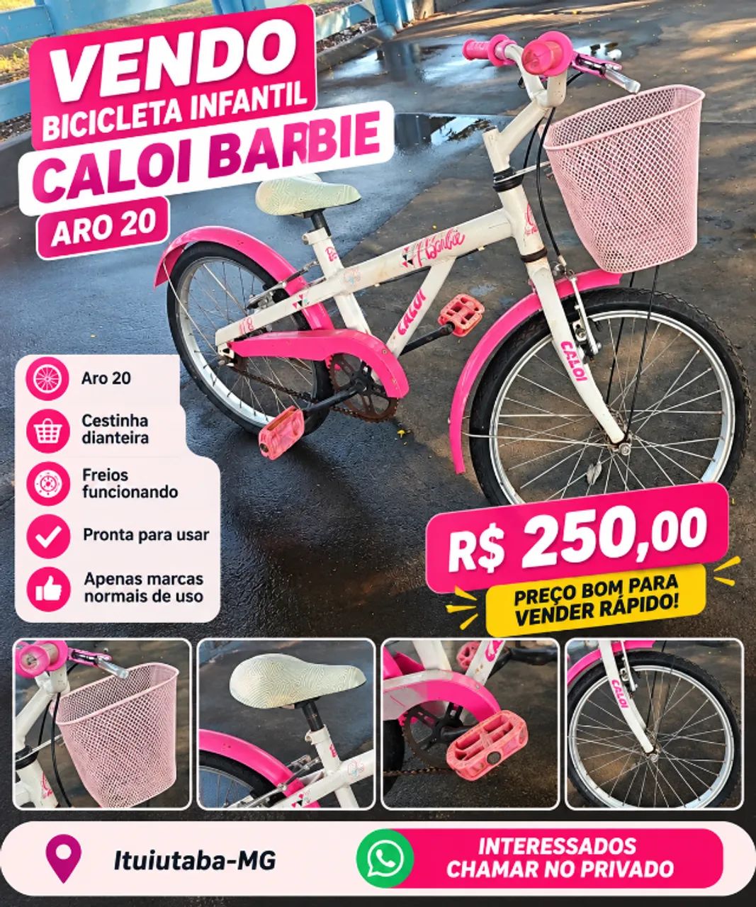Bicicleta caloi infantil aro 20