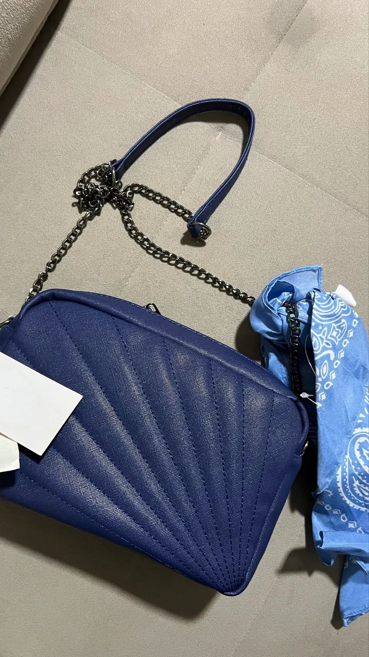 Bolsa azul com lenço  - Foto 3