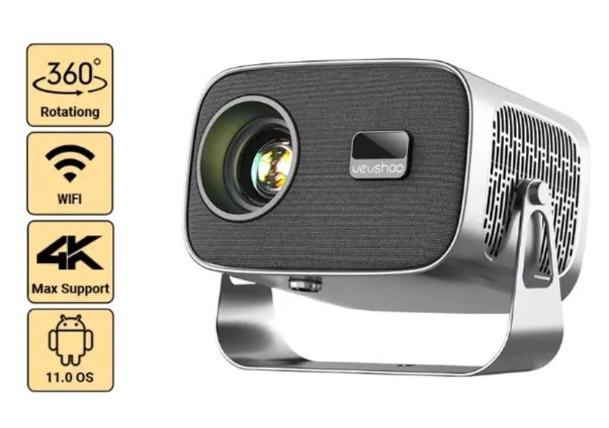 Projetor Vevshao A12 Android 13 Wi-Fi 6 Full HD 1080p 350 ANSI Suporte 4K Novo! - Foto 4
