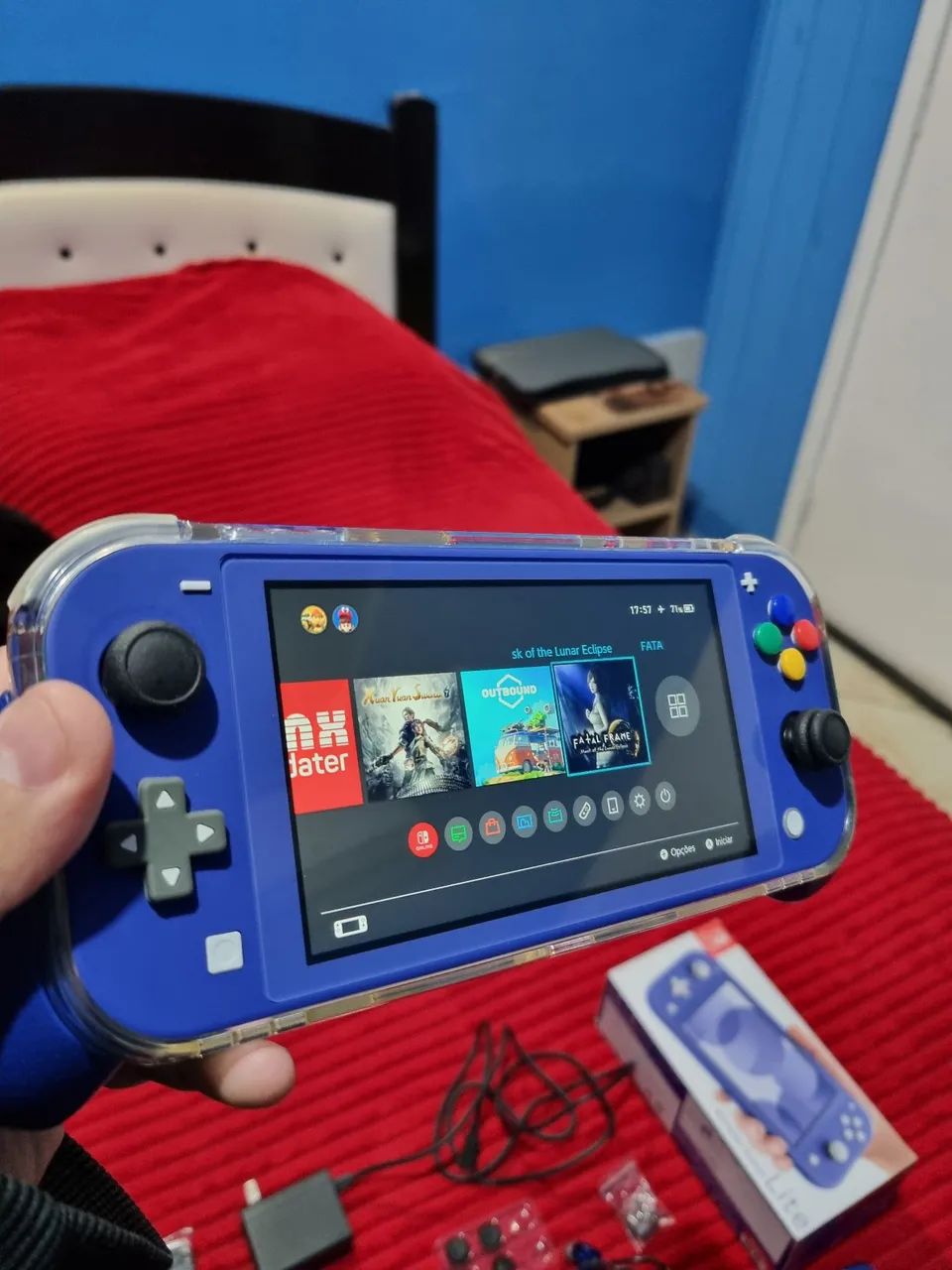 Nintendo Switch Lite Azul Desbloqueado + Zelda BotW + Kit Skull