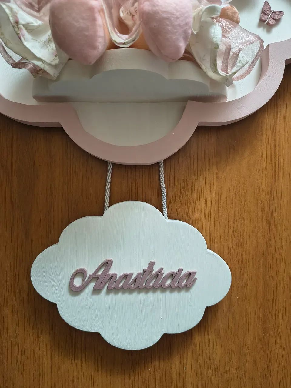 Nuvem para porta da maternidade ideal para decorar quarto de bebê menina  - Foto 5