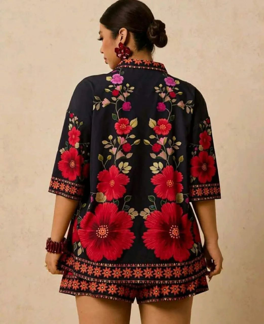 Conjunto Kimono e Short 2xl Flores - Foto 4