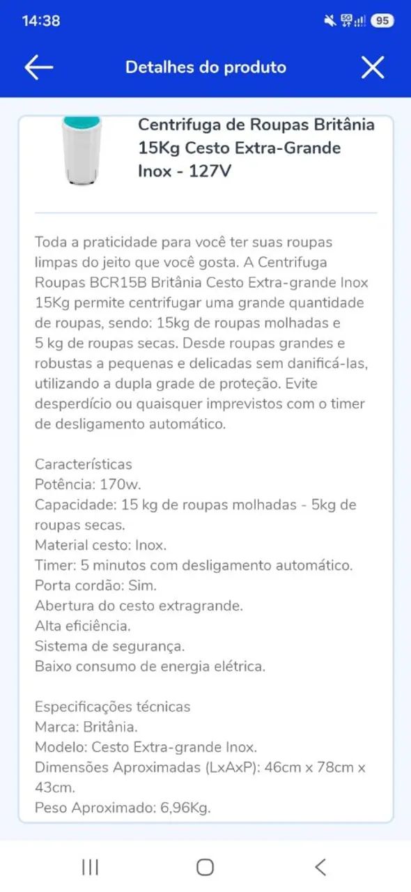 Centrífuga de roupa 