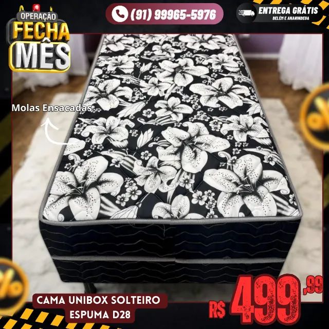 CAMA UNIBOX SOLTEIRO ESPUMA D28 MEGA OFERTA - Camas e Colchões