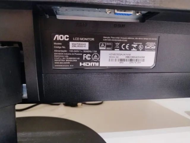monitor aoc 23,6 led modelo m2470swh2 seminovo - Foto 2