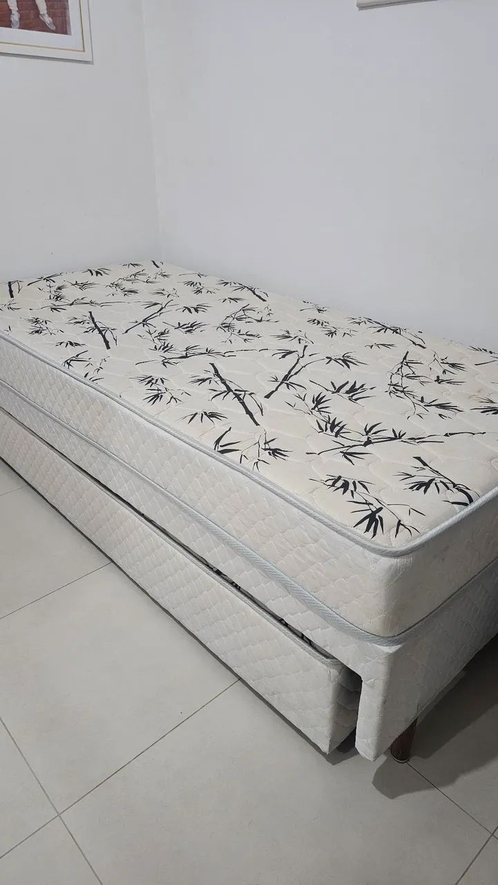 Cama Box Solteiro + Colchão de Molas Tecido Bambu (190x88 cm) - Foto 2