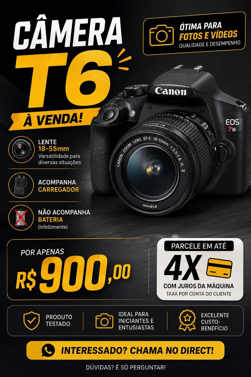 Câmera Cânon t6 