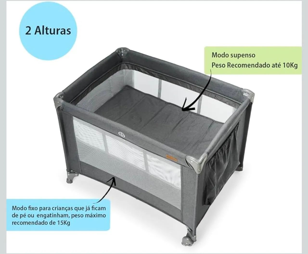  Berço Portátil Infantil Cercado 0-15kg MaxyBaby - Foto 6