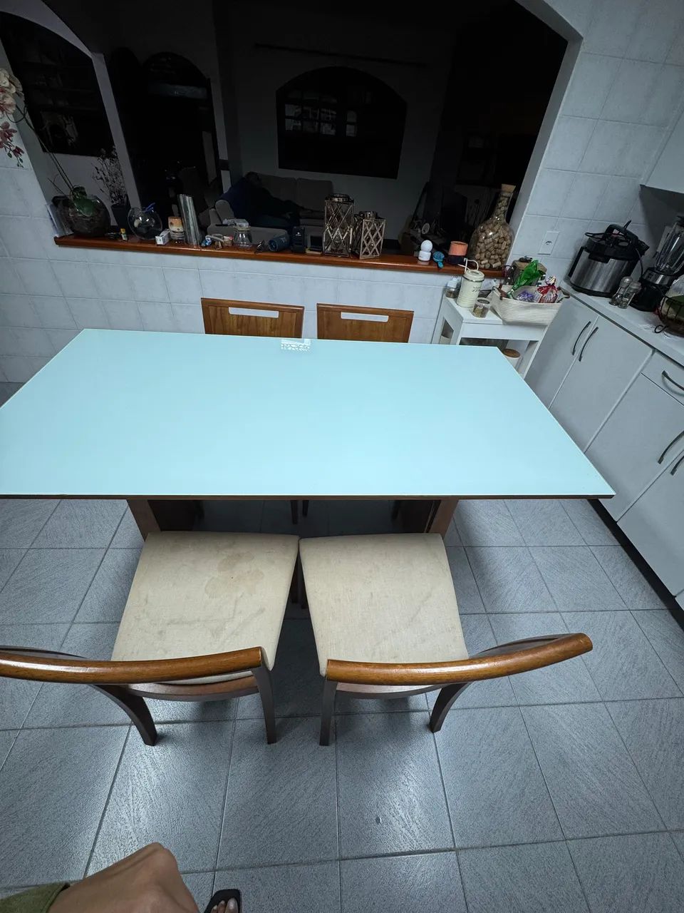 Mesa de vidro e madeira 1,80 x90 - Foto 2