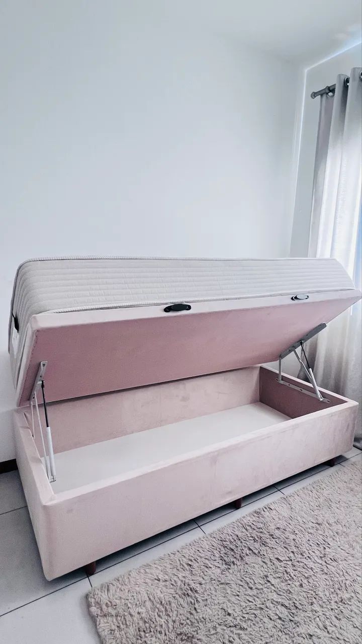 Cama box solteiro base suede 
