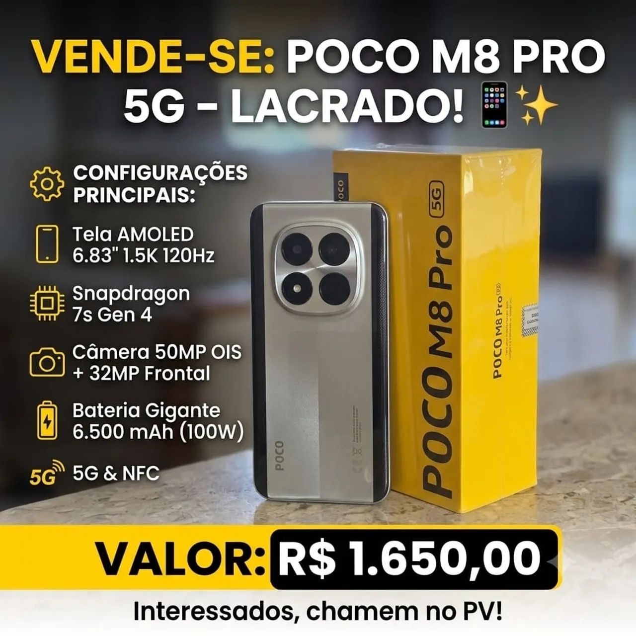 POCO M8 Pro 5G - Lacrado na Caixa