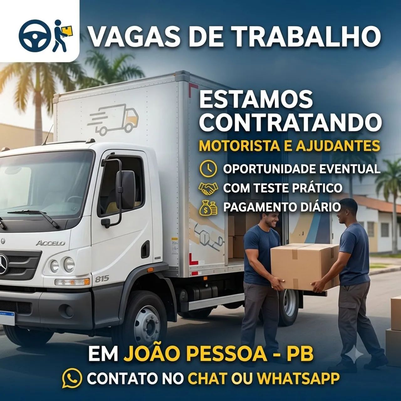 para Motorista de Caminhão e Ajudante/Chapa de Mudança - João Pessoa