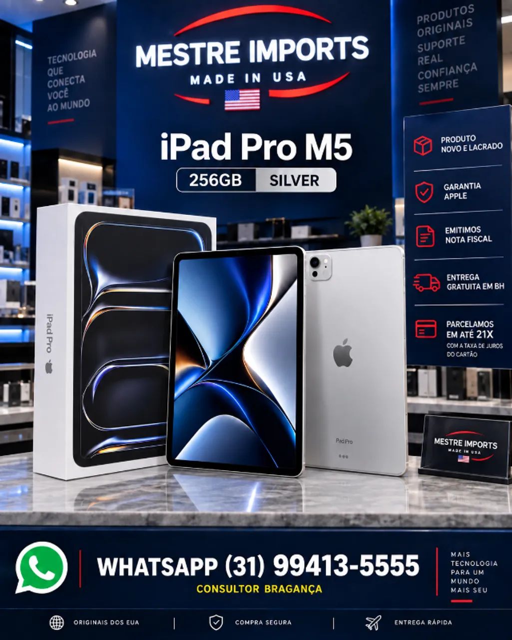 iPad Pro M5 256GB Silver Novo e Lacrado 11 polegadas
