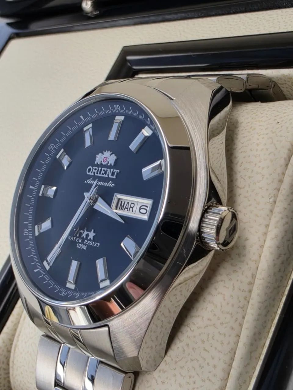 Relogio Orient Novo Automatico Azul modelo 3 estrelas com Garantia EM 10X SEM JUROS - Foto 4