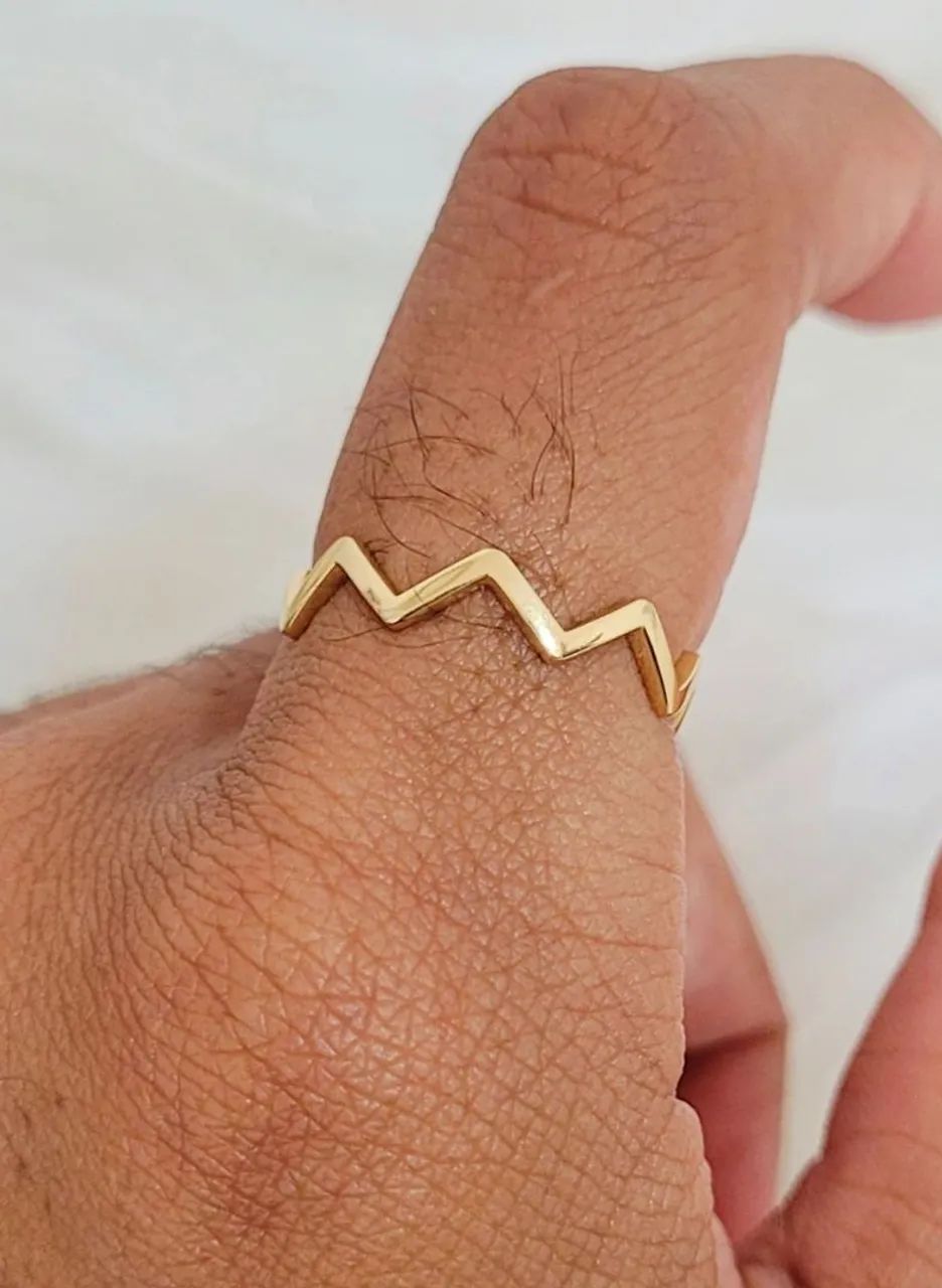 2 5 %  O F F Anel Zig Zag fino Ouro 18k