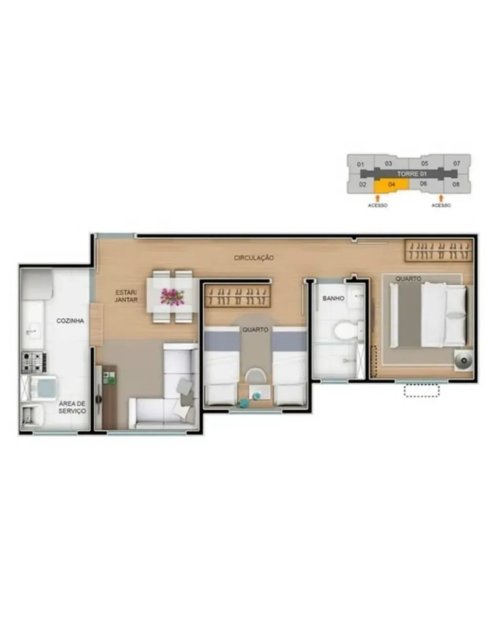 Imóvel para venda possui 45 metros quadrados com 2 quartos - Foto 2