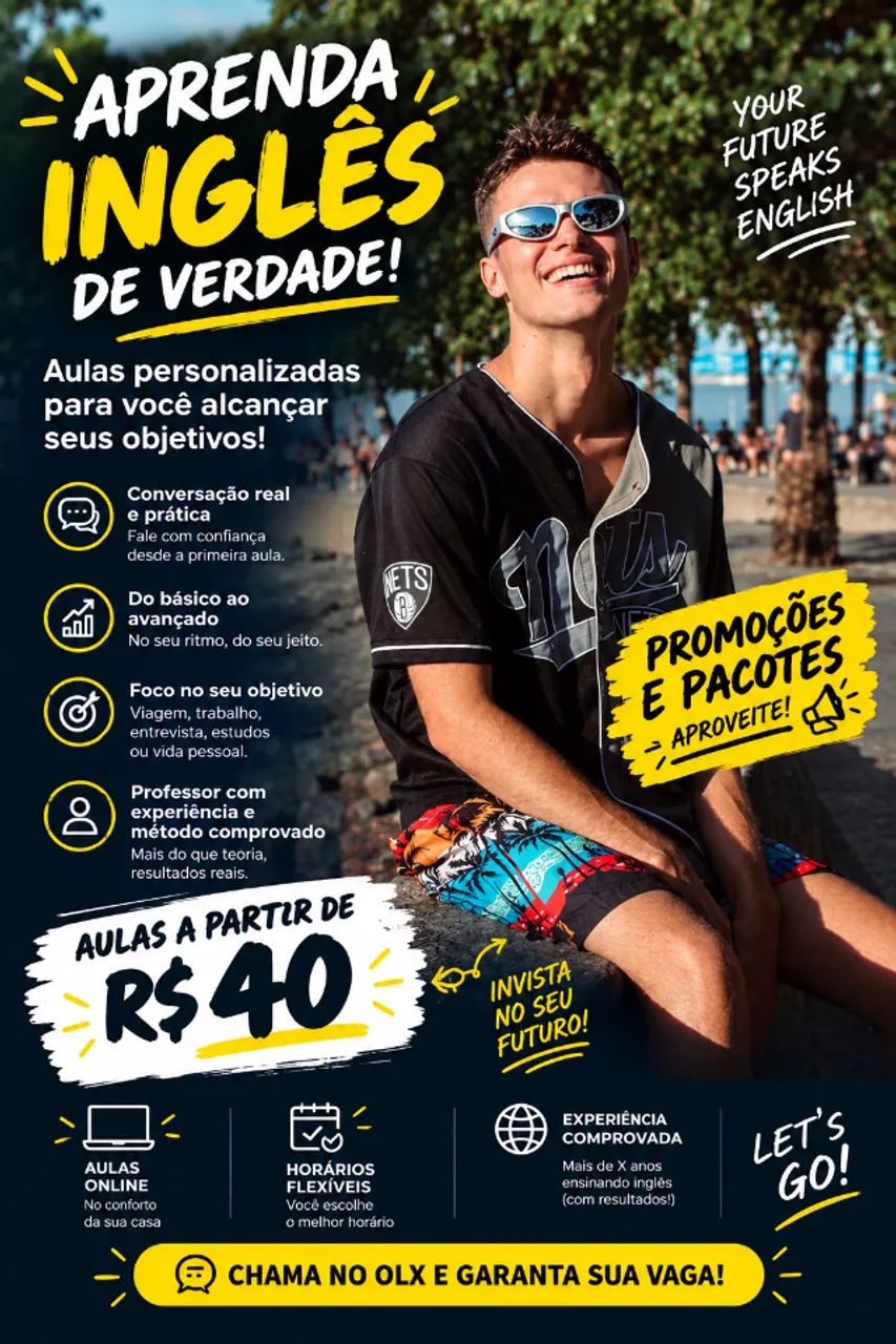 Aulas de Inglês - R$ 40