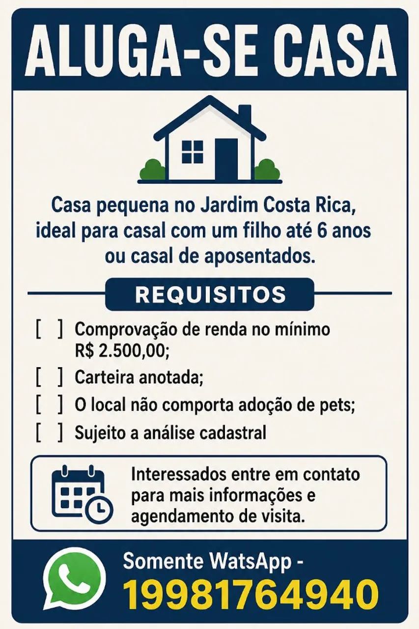 Alugo Casa Jardim Costa Rica