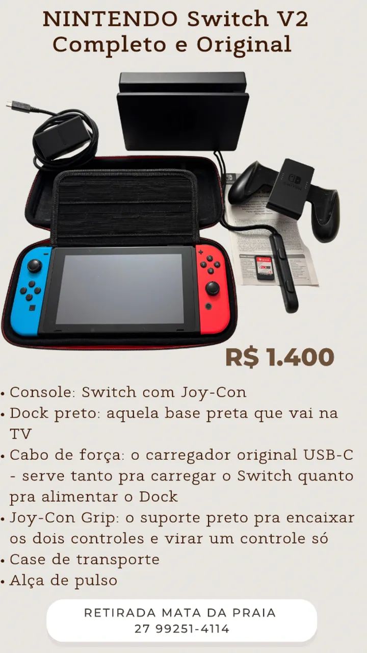  NINTENDO SWITCH COMPLETO E ORIGINAL